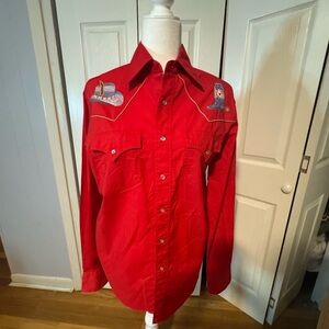 Red Western Snap Shirt Vintage